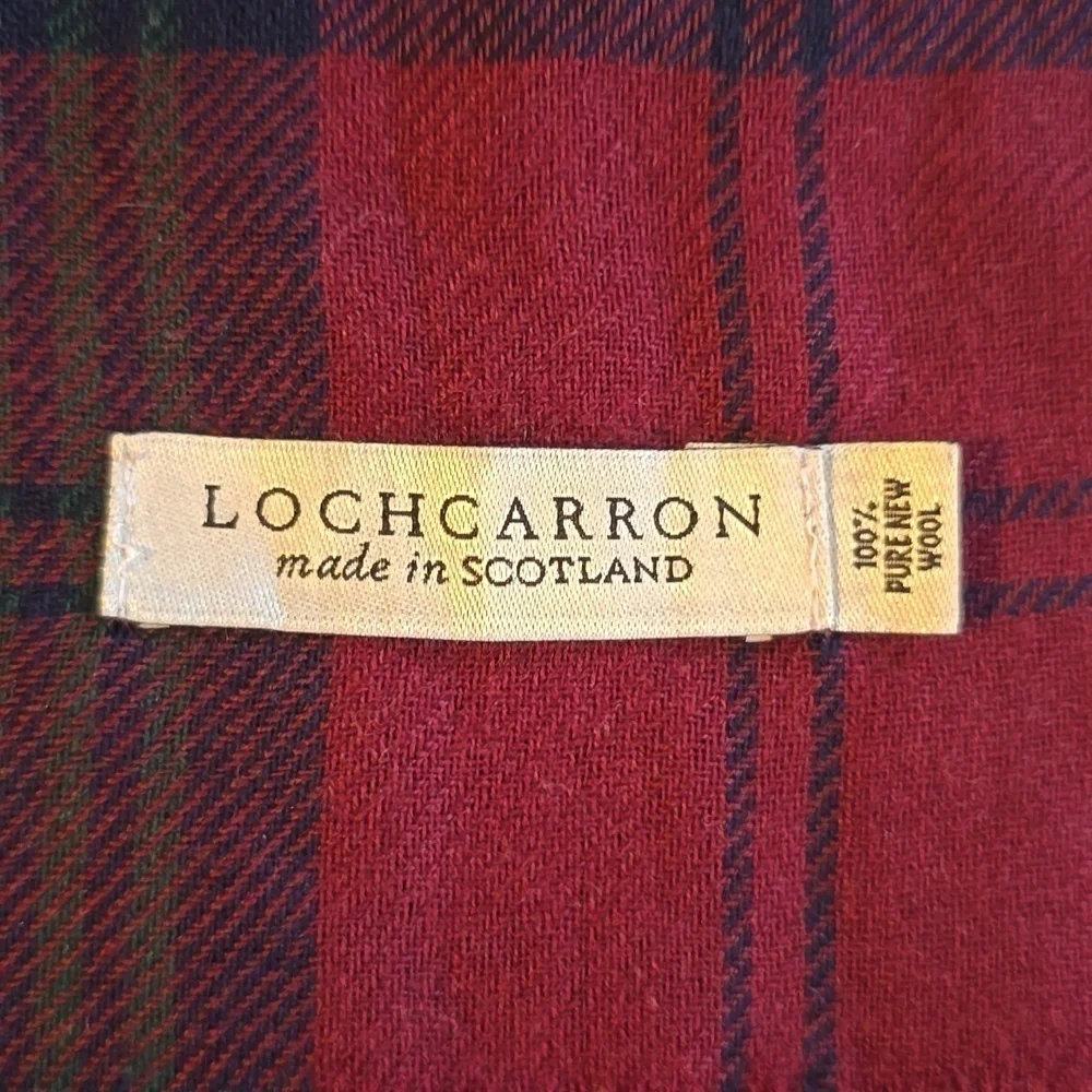 Lochcarron 100% Wool Burgundy red Tartan Plaid lighter weight Scarf Shawl Wrap